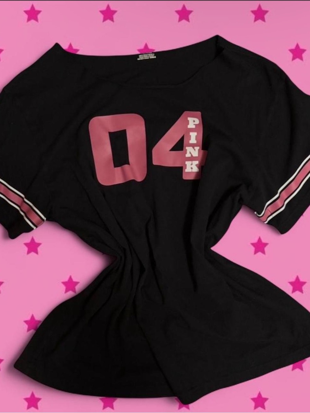 Victoria's Secret PINK Black Short Sleeve Varsity Tee